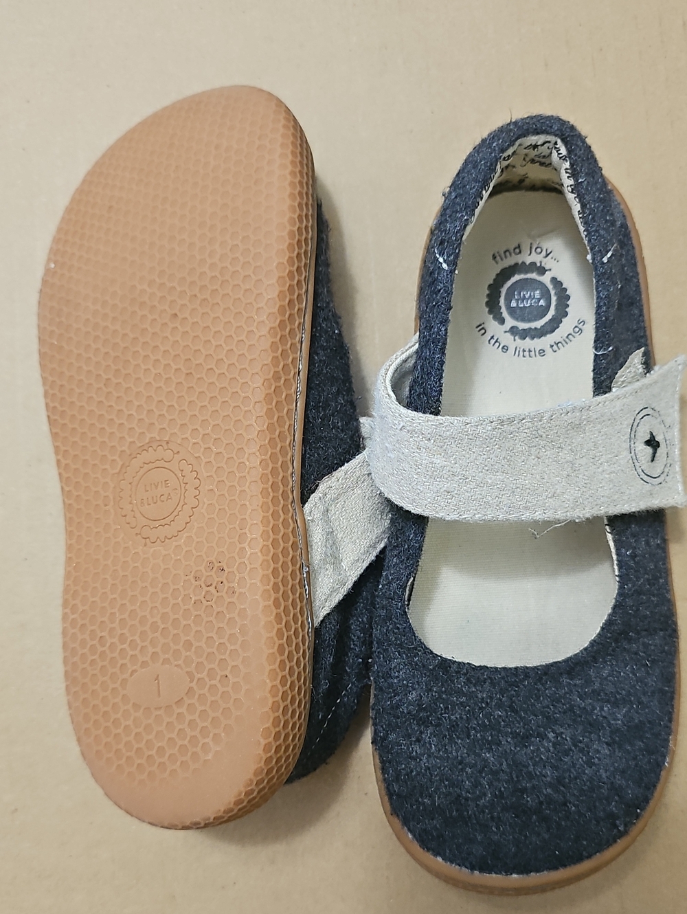 Livie & Luca Navy Mary Jane with Cream Strap and Tan Sole